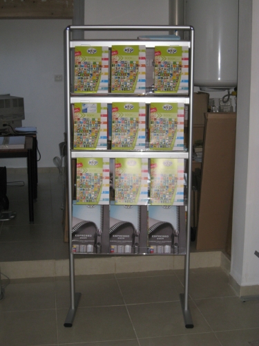 Support brochures GUSTO plusieurs largeurs disponibles jusqu'� 24 brochures A4 selon options